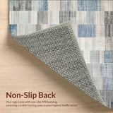Ultra Soft Area Rug, Non Slip, Stain Resistant, Washable Area Rugs for Living Room, Bedroom, Beige Blue Geometric Patchwork Area Unique Floor Decor(Gray)