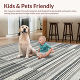 Ultra Soft Area Rug, Non Slip, Stain Resistant, Washable Area Rugs for Living Room, Bedroom, Minimalist Black and White Zigzag Runner Rug with Sharp Angular Stripes(Gray)