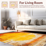 Ultra Soft Area Rug, Non Slip, Stain Resistant, Washable Area Rugs for Living Room, Bedroom, Rustic Distressed Circular Motif(Orange)