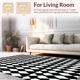 Ultra Soft Area Rug, Non Slip, Stain Resistant, Washable Area Rugs for Living Room, Bedroom, Modern Black Geometric Hallway Runner Non-Skid(Black)