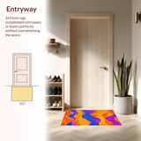 Ultra Soft Area Rug, Non Slip, Stain Resistant, Washable Area Rugs for Living Room, Bedroom, Contemporary Psychedelic Art Style(Orange)