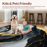 Ultra Soft Area Rug, Non Slip, Stain Resistant, Washable Area Rugs for Living Room, Bedroom, Luxurious Soft Toned Swirl(Black)