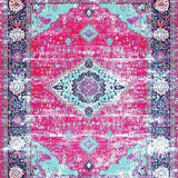 Ultra Soft Area Rug, Non Slip, Stain Resistant, Washable Area Rugs for Living Room, Bedroom, Rustic Colorful Tiled Patterns(Pink)