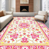 Ultra Soft Area Rug, Non Slip, Stain Resistant, Washable Area Rugs for Living Room, Bedroom, Elegant Playful Blossom Composition(White)