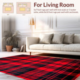 Ultra Soft Area Rug, Non Slip, Stain Resistant, Washable Area Rugs for Living Room, Bedroom, Rustic Vintage Checker Pattern(Red)