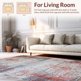 Ultra Soft Area Rug, Non Slip, Stain Resistant, Washable Area Rugs for Living Room, Bedroom, Contemporary Distressed Color Fusion(Red)