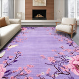 Ultra Soft Area Rug, Non Slip, Stain Resistant, Washable Area Rugs for Living Room, Bedroom, Bright Cheerful Floral Composition(Purple)