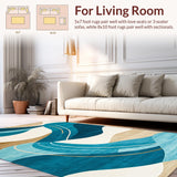 Ultra Soft Area Rug, Non Slip, Stain Resistant, Washable Area Rugs for Living Room, Bedroom, Coastal Sand Surf Inspired Decor(Blue)
