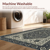 Ultra Soft Area Rug, Non Slip, Stain Resistant, Washable Area Rugs for Living Room, Bedroom, Shaggy Black Trellis Bedroom Carpet for Minimalist Living(Black)