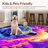Ultra Soft Area Rug, Non Slip, Stain Resistant, Washable Area Rugs for Living Room, Bedroom, Colorful Abstract Galactic Aesthetic(Purple)