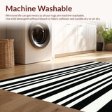 Ultra Soft Area Rug, Non Slip, Stain Resistant, Washable Area Rugs for Living Room, Bedroom, Chic Modern Linear Pattern Design(Black)
