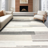Beige and Slate Abstract Linear Runner With Subtle Distressed Stripes(Beige)