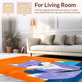 Ultra Soft Area Rug, Non Slip, Stain Resistant, Washable Area Rugs for Living Room, Bedroom, Vibrant Playful Creature Aesthetic(Orange)