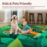 Ultra Soft Area Rug, Non Slip, Stain Resistant, Washable Area Rugs for Living Room, Bedroom, Charming Playful Wildlife Design(Orange)