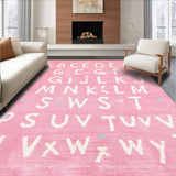 Ultra Soft Area Rug, Non Slip, Stain Resistant, Washable Area Rugs for Living Room, Bedroom, Delightful Colorful Lettering Theme(Pink)