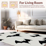 Ultra Soft Area Rug, Non Slip, Stain Resistant, Washable Area Rugs for Living Room, Bedroom, Witchy Bat Shape Bedroom Spooky Decor Mat(Black)