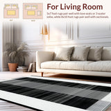 Ultra Soft Area Rug, Non Slip, Stain Resistant, Washable Area Rugs for Living Room, Bedroom, Modern Whimsical Shape Composition(Black)