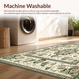 Indoor Beige Green Medallion Accent Area(Ivory)