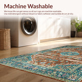 Ultra Soft Area Rug, Non Slip, Stain Resistant, Washable Area Rugs for Living Room, Bedroom, Vibrant Tribal Inspired Design(Brown)