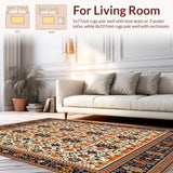 Ultra Soft Area Rug, Non Slip, Stain Resistant, Washable Area Rugs for Living Room, Bedroom, Natural Fiber Boho Spiced Border(Orange)