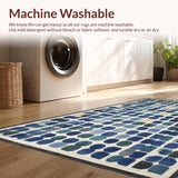Ultra Soft Area Rug, Non Slip, Stain Resistant, Washable Area Rugs for Living Room, Bedroom, Modern Ombre Area Rug: Geometric Interpretation of a Classic Design(Blue)