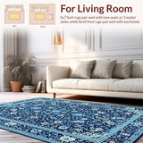 Ultra Soft Area Rug, Non Slip, Stain Resistant, Washable Area Rugs for Living Room, Bedroom, Rustic Natural Blue Patterned Decor(Blue)