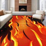 Ultra Soft Area Rug, Non Slip, Stain Resistant, Washable Area Rugs for Living Room, Bedroom, Dynamic Flame Abstract Artwork(Orange)