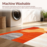 Ultra Soft Area Rug, Non Slip, Stain Resistant, Washable Area Rugs for Living Room, Bedroom, Luxurious Contemporary Geometric Motif(Red)