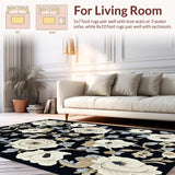 Ultra Soft Area Rug, Non Slip, Stain Resistant, Washable Area Rugs for Living Room, Bedroom, Whimsical Green Vintage Design(White)