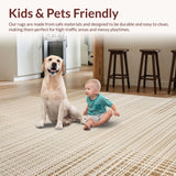 Ultra Soft Area Rug, Non Slip, Stain Resistant, Washable Area Rugs for Living Room, Bedroom, Sleek Minimalist Chic Textures(Beige)