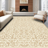 Beige Artistic Lattice Sophisticated Floor Covering(Beige)
