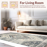 Ultra Soft Area Rug, Non Slip, Stain Resistant, Washable Area Rugs for Living Room, Bedroom, Contemporary Distressed Textured Design(Gray)
