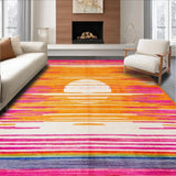 Ultra Soft Area Rug, Non Slip, Stain Resistant, Washable Area Rugs for Living Room, Bedroom, Cheerful Kaleidoscopic Circle Arrangement(Orange)