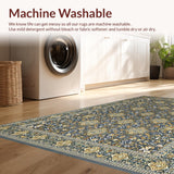 Ultra Soft Area Rug, Non Slip, Stain Resistant, Washable Area Rugs for Living Room, Bedroom, Elegant Floral Patterned Motif(Gray)