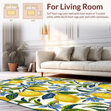 Sun Kissed Lemon Grove Inspired Rug with Stylized Floral Accents(Yellow)
