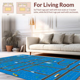 Ultra Soft Area Rug, Non Slip, Stain Resistant, Washable Area Rugs for Living Room, Bedroom, Vibrant Blue Gray Traffic Pattern(Blue)