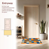 Ultra Soft Area Rug, Non Slip, Stain Resistant, Washable Area Rugs for Living Room, Bedroom, Dynamic Earth Tone Medallion Theme(Orange)