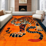 Ultra Soft Area Rug, Non Slip, Stain Resistant, Washable Area Rugs for Living Room, Bedroom, Vibrant Ethnic Animal Print Charm(Orange)