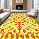 Ultra Soft Area Rug, Non Slip, Stain Resistant, Washable Area Rugs for Living Room, Bedroom, Radiant Sunshine Circular Motif(Yellow)