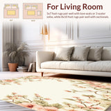 Ultra Soft Area Rug, Non Slip, Stain Resistant, Washable Area Rugs for Living Room, Bedroom, Elegant Floral Area Neutral(Beige)