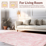 Ultra Soft Area Rug, Non Slip, Stain Resistant, Washable Area Rugs for Living Room, Bedroom, Chic Dusty Rose Textured Elegance(Pink)