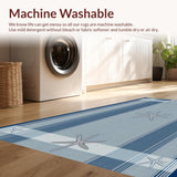 Ultra Soft Area Rug, Non Slip, Stain Resistant, Washable Area Rugs for Living Room, Bedroom, Modern Linear Nautical Design(Blue)
