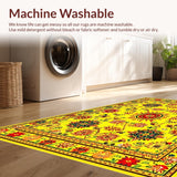 Ultra Soft Area Rug, Non Slip, Stain Resistant, Washable Area Rugs for Living Room, Bedroom, Joyful Multi-Hued Floral Pattern(Yellow)