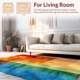 Ultra Soft Area Rug, Non Slip, Stain Resistant, Washable Area Rugs for Living Room, Bedroom, Modern Farmhouse Burnt Orange Living Room Carpet(Blue)