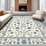 Ultra Soft Area Rug, Non Slip, Stain Resistant, Washable Area Rugs for Living Room, Bedroom, Charming Twirling Vines Theme(Beige)
