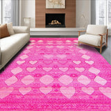 Ultra Soft Area Rug, Non Slip, Stain Resistant, Washable Area Rugs for Living Room, Bedroom, Delightful Textured Heart Theme(Pink)