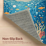 Ultra Soft Area Rug, Non Slip, Stain Resistant, Washable Area Rugs for Living Room, Bedroom, Playroom Education Ocean Animal ABC Number Shape Area Rug(Blue)
