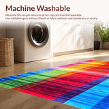 Ultra Soft Area Rug, Non Slip, Stain Resistant, Washable Area Rugs for Living Room, Bedroom, Dynamic Abstract Colorful Lines(Red)