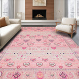 Ultra Soft Area Rug, Non Slip, Stain Resistant, Washable Area Rugs for Living Room, Bedroom, Charming Pastel Floral Aesthetic(Pink)