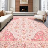 Ultra Soft Area Rug, Non Slip, Stain Resistant, Washable Area Rugs for Living Room, Bedroom, Elegant Solid Blush Texture(Pink)